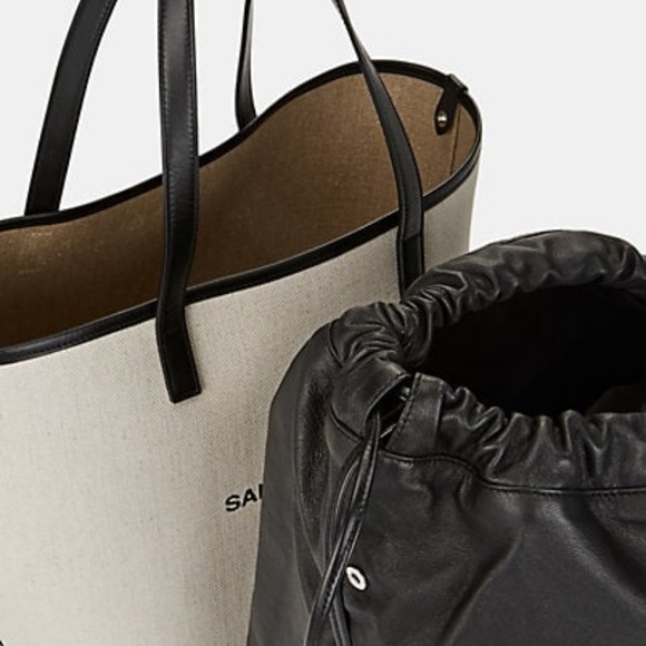 Used SAINT LAURENT Linen Calfskin Teddy Double Tote - Picture 7 of 7